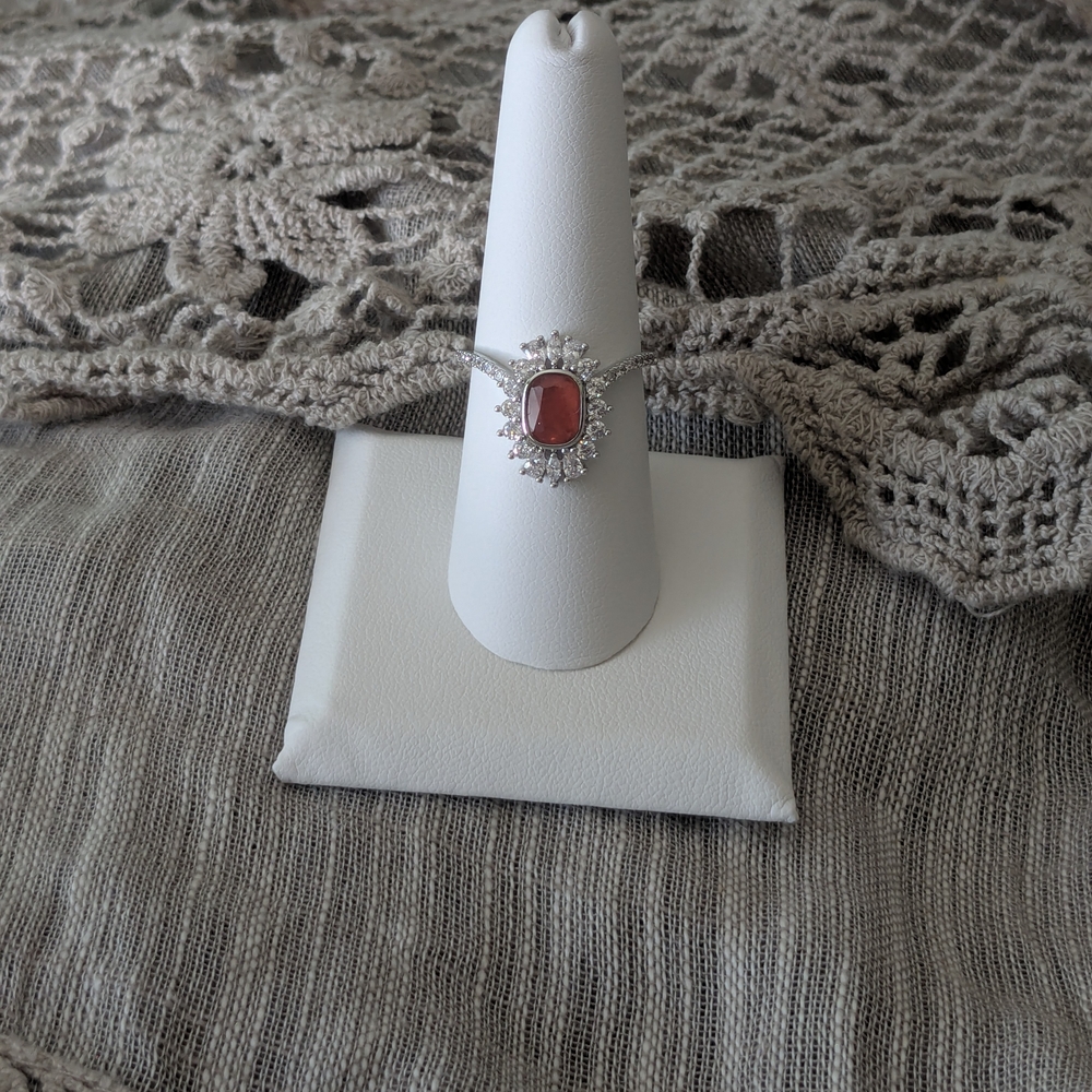 Elegant Silver and Sunrise Quartz Gemstone Ring